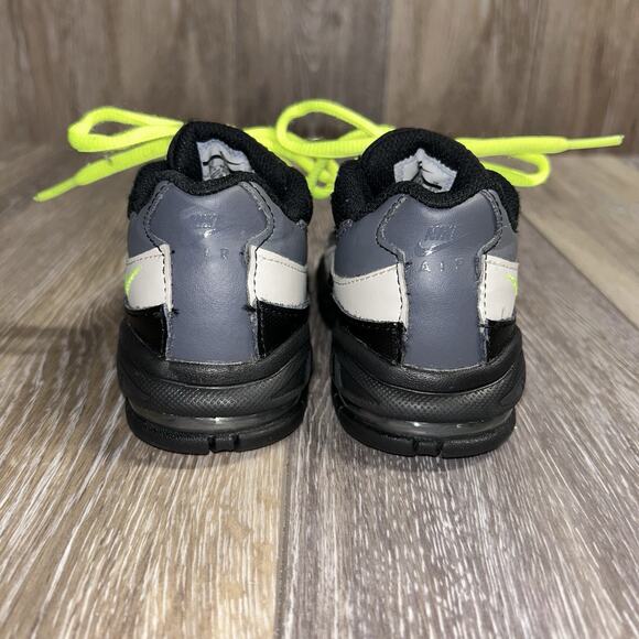 Nike Little Air Max 95 TD Black Gray Volt Green 905462-022 Youth Size 8C Shoes - Picture 7 of 11